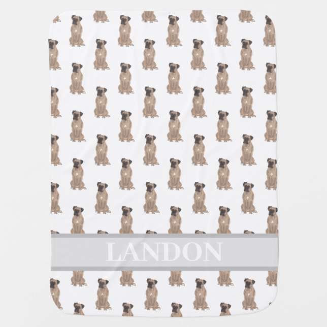 Personalized Boxer (Fawn)  Baby Blanket (Front)