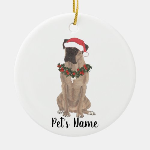Personalized Boxer Fawn Masked Ceramic Ornament