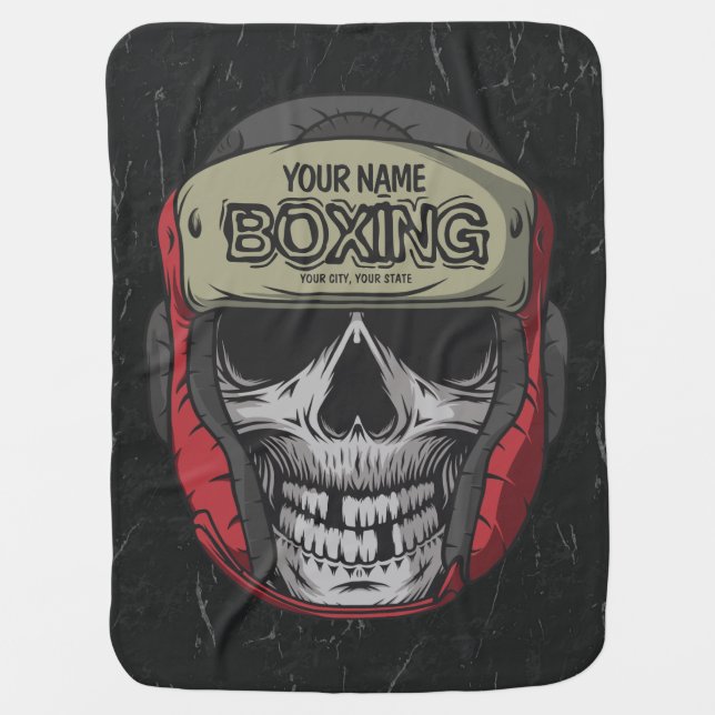 Personalized Boxer Fight Club Skeleton Boxing Gym  Baby Blanket (Front)