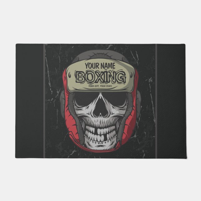 Personalized Boxer Fight Club Skeleton Boxing Gym Doormat (Front)
