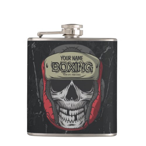 Personalized Boxer Fight Club Skeleton Boxing Gym  Flask