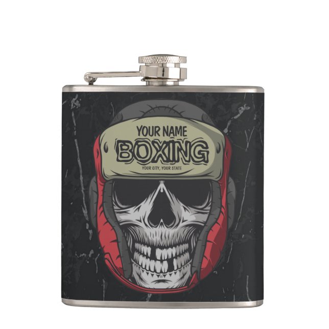 Personalized Boxer Fight Club Skeleton Boxing Gym  Flask (Front)
