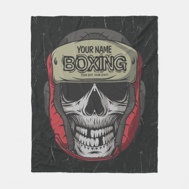 Personalized Boxer Fight Club Skeleton Boxing Gym  Fleece Blanket (Front)