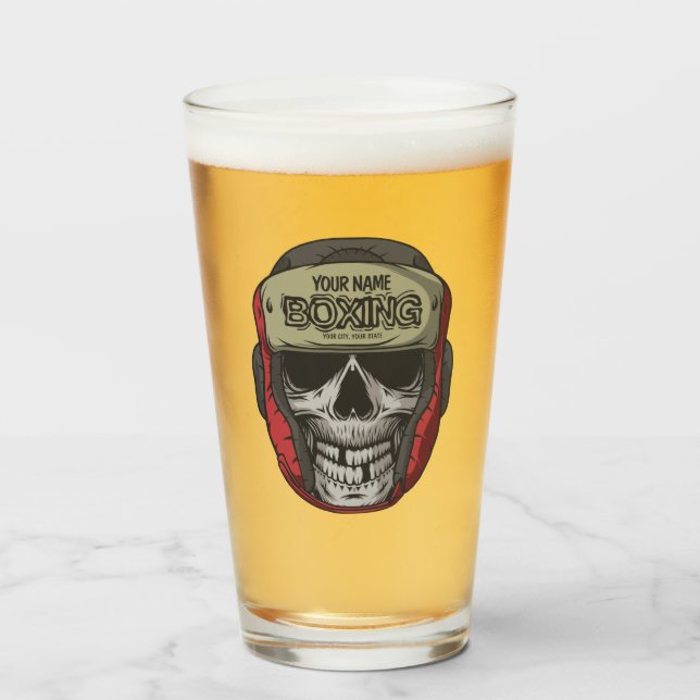 Personalized Boxer Fight Club Skeleton Boxing Gym  Glass (Front Filled)