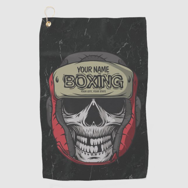 Personalized Boxer Fight Club Skeleton Boxing Gym  Golf Towel (Front)