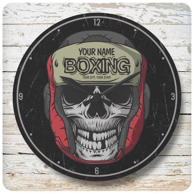 Personalized Boxer Fight Club Skeleton Boxing Gym  Large Clock (Creator Uploaded)