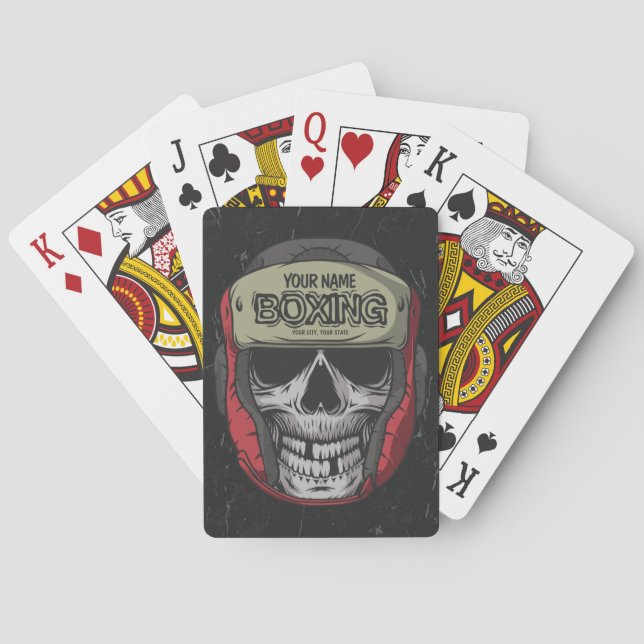 Personalized Boxer Fight Club Skeleton Boxing Gym  Poker Cards (Back)