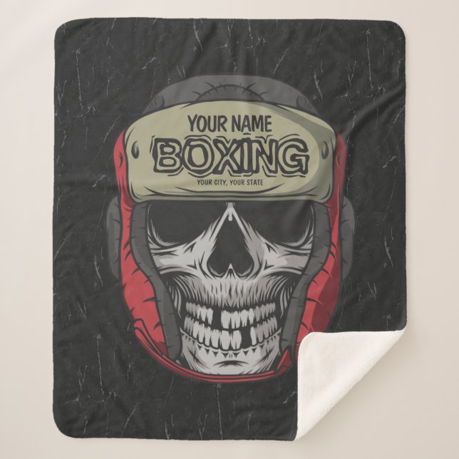 Personalized Boxer Fight Club Skeleton Boxing Gym  Sherpa Blanket (Front)