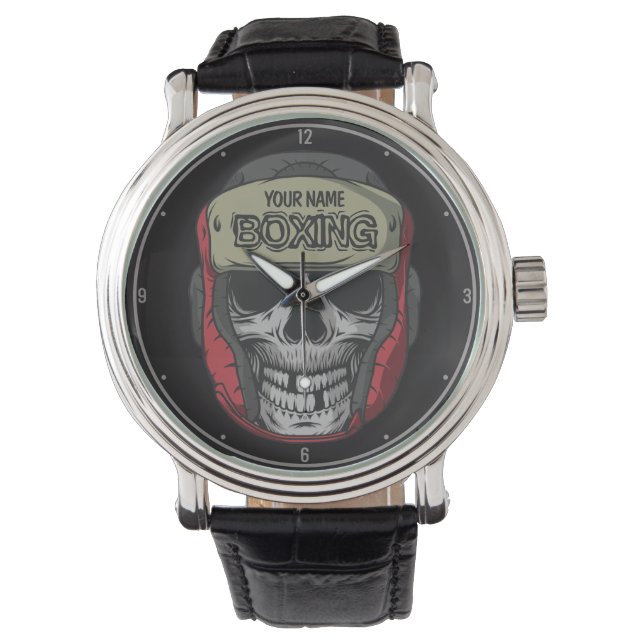 Personalized Boxer Fight Club Skeleton Boxing Gym  Watch (Front)