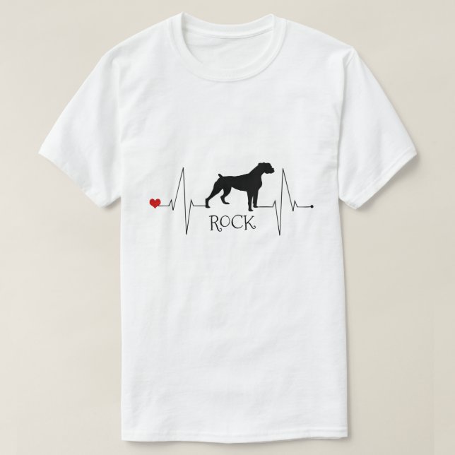 Personalized Boxer Love My Dog Heart Beat T-Shirt (Design Front)