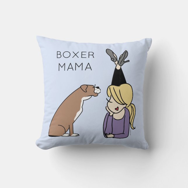 Personalized Boxer Mama Throw Pillow (Front)