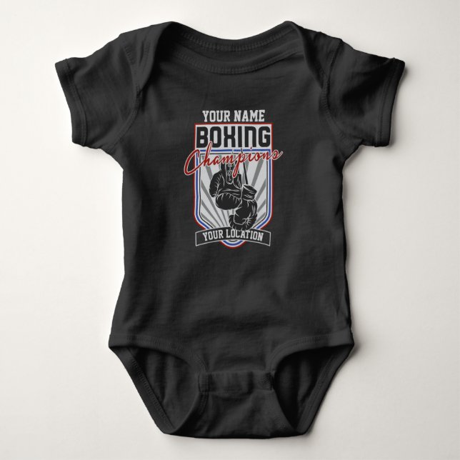 Personalized Boxing Champions Boxer Fitness Gym  Baby Bodysuit (Front)