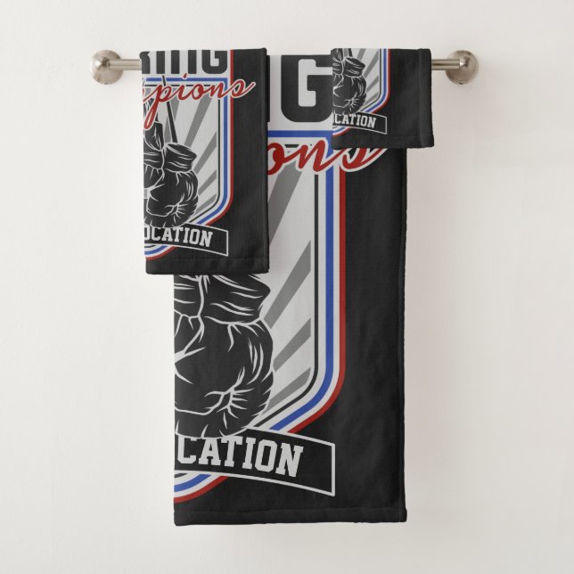 Personalized Boxing Champions Boxer Fitness Gym  Bath Towel Set (Insitu)