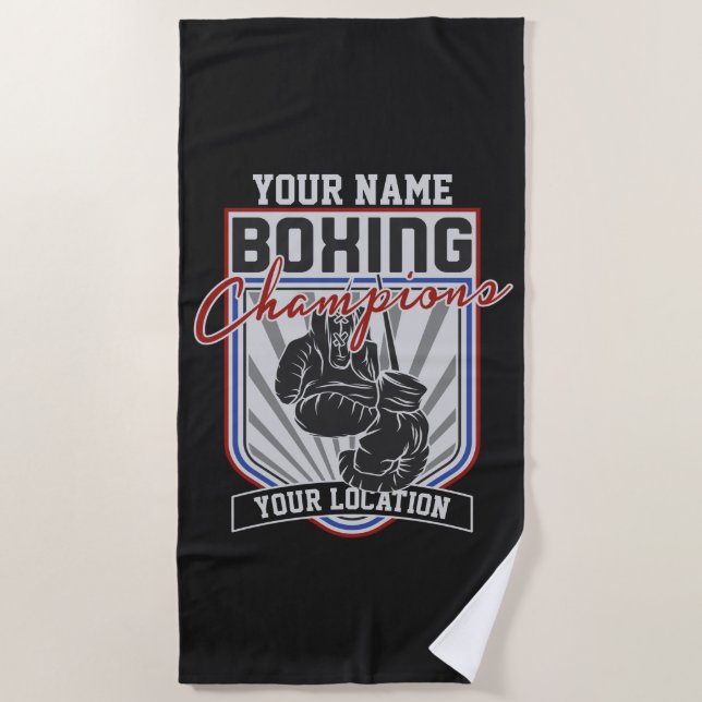 Personalized Boxing Champions Boxer Fitness Gym  Beach Towel (Front)