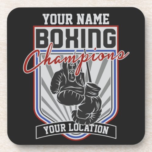Personalized Boxing Champions Boxer Fitness Gym  Beverage Coaster
