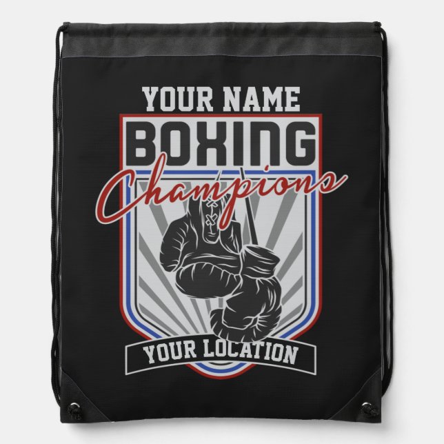 Personalized Boxing Champions Boxer Fitness Gym  Drawstring Bag (Front)