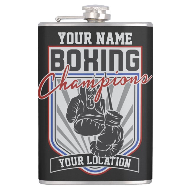 Personalized Boxing Champions Boxer Fitness Gym  Flask (Front)