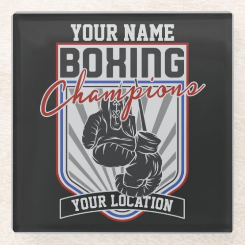 Personalized Boxing Champions Boxer Fitness Gym  Glass Coaster