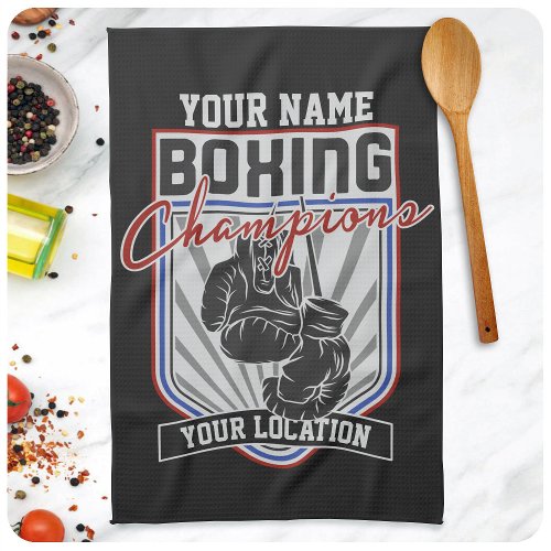 Personalized Boxing Champions Boxer Fitness Gym  Kitchen Towel