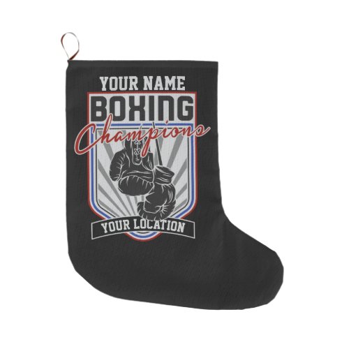 Personalized Boxing Champions Boxer Fitness Gym  Large Christmas Stocking