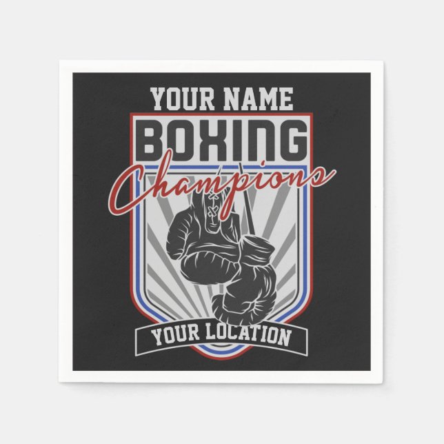 Personalized Boxing Champions Boxer Fitness Gym  Napkins (Front)