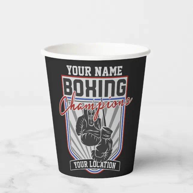 Personalized Boxing Champions Boxer Fitness Gym Paper Cups | Zazzle