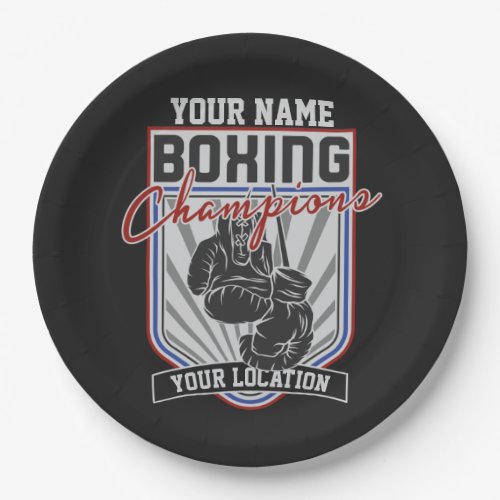 Personalized Boxing Champions Boxer Fitness Gym  Paper Plates