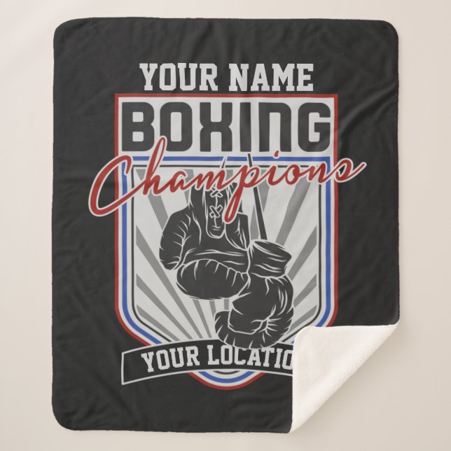 Personalized Boxing Champions Boxer Fitness Gym  Sherpa Blanket (Front)