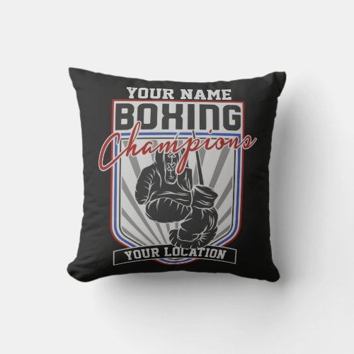 Personalized Boxing Champions Boxer Fitness Gym Throw Pillow