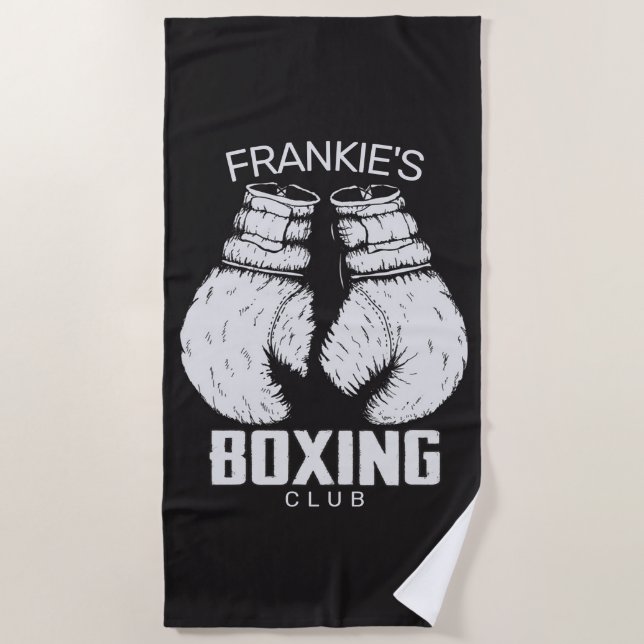 Personalized Boxing Club Boxer Gym Fighter Gloves Beach Towel (Front)