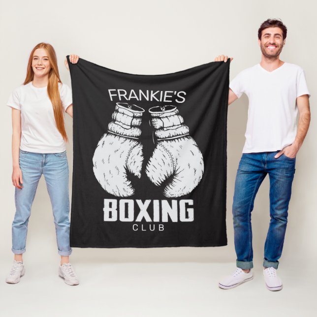 Personalized Boxing Club Boxer Gym Fighter Gloves Fleece Blanket (In Situ)