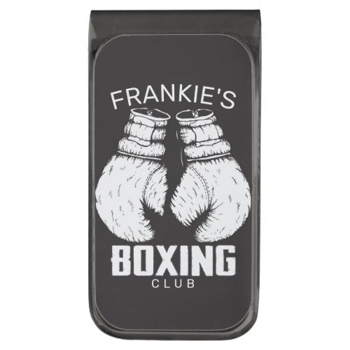 Personalized Boxing Club Boxer Gym Fighter Gloves Gunmetal Finish Money Clip