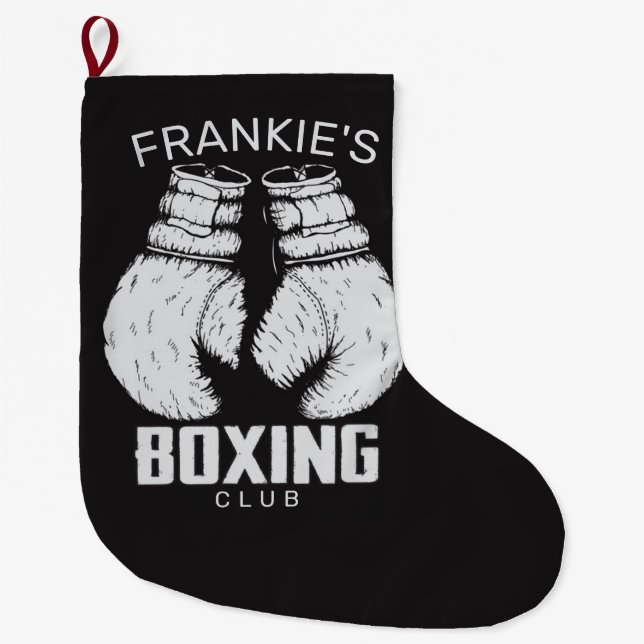Personalized Boxing Club Boxer Gym Fighter Gloves Large Christmas Stocking (Front)
