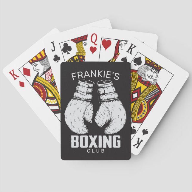Personalized Boxing Club Boxer Gym Fighter Gloves Poker Cards (Back)