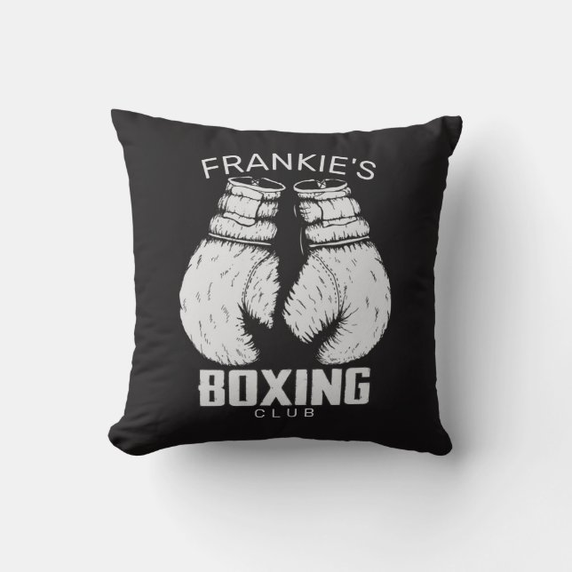 Personalized Boxing Club Boxer Gym Fighter Gloves Throw Pillow (Front)