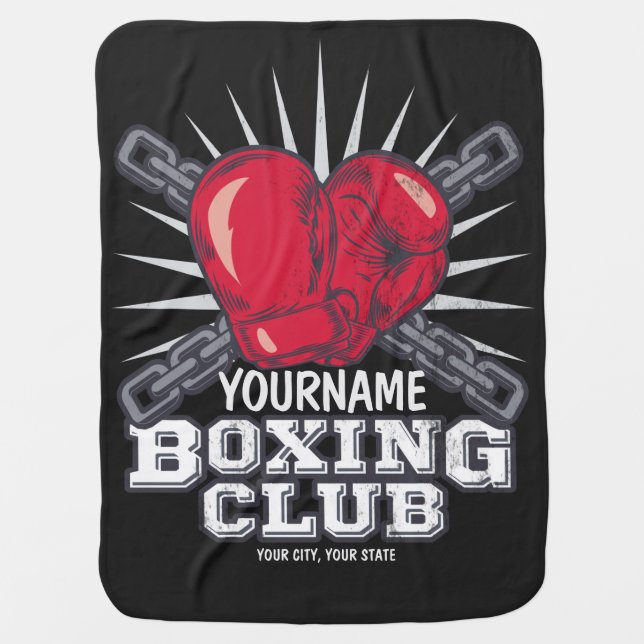 Personalized Boxing Gloves Fighter Champion Boxer  Baby Blanket (Front)