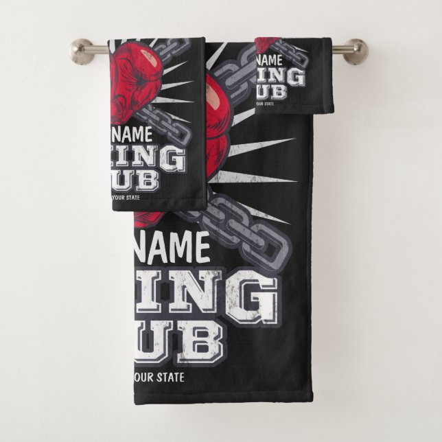 Personalized Boxing Gloves Fighter Champion Boxer  Bath Towel Set (Insitu)