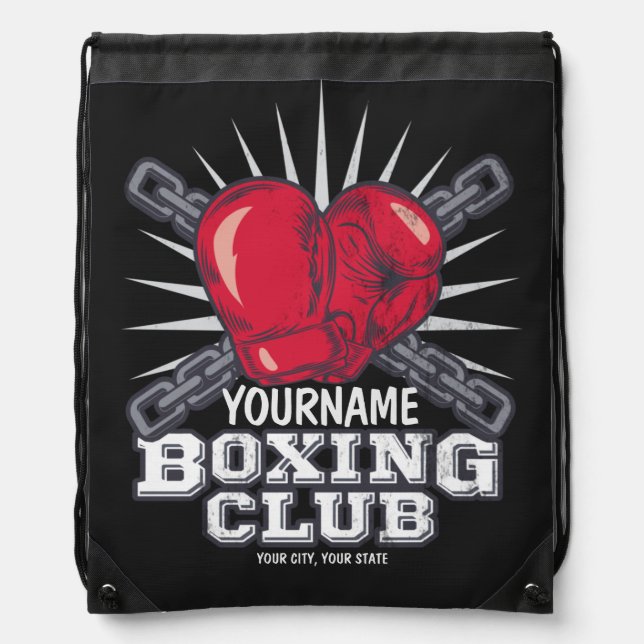 Personalized Boxing Gloves Fighter Champion Boxer  Drawstring Bag (Front)