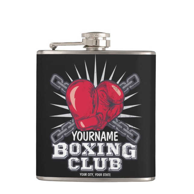 Personalized Boxing Gloves Fighter Champion Boxer  Flask (Front)