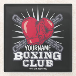 Personalized Boxing Gloves Fighter Champion Boxer Glass Coaster