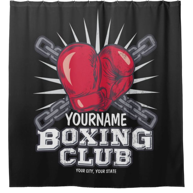 Personalized Boxing Gloves Fighter Champion Boxer  Shower Curtain (Front)