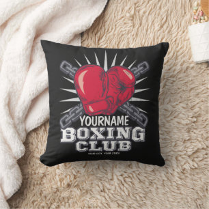 Personalized Boxing Gloves Fighter Champion Boxer Throw Pillow