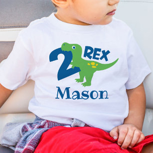 Personalized Boy 2nd Birthday Dinosaur T-Shirt