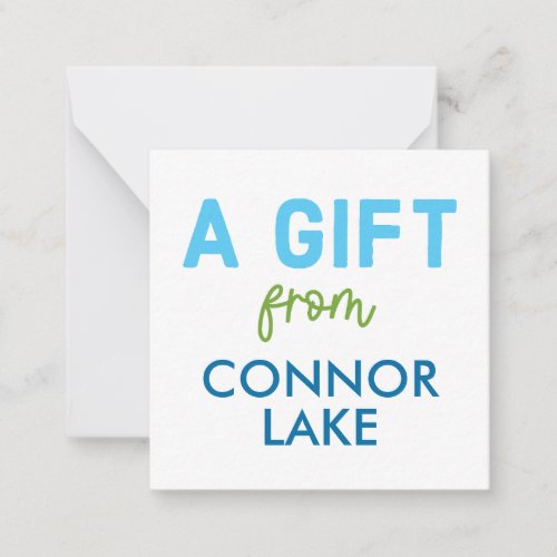 Personalized Boy A GIFT FROM Gift Enclosure Note Card