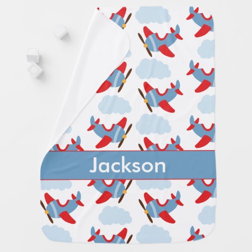 Personalized Boy Airplanes Baby Blanket