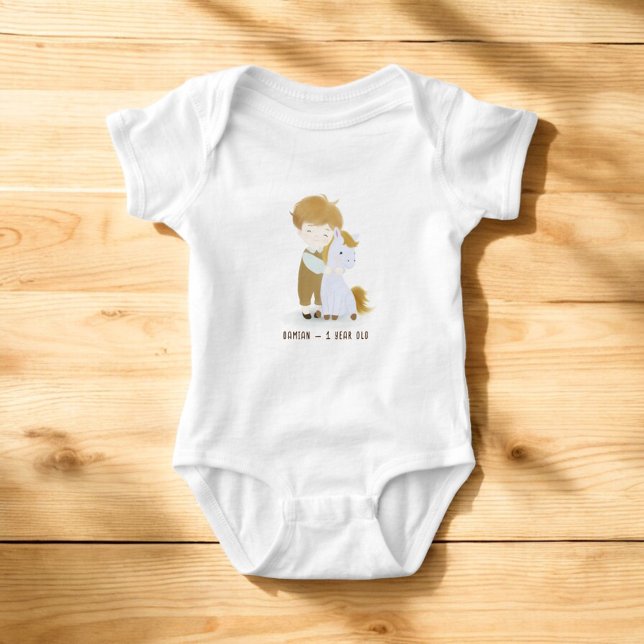 Personalized Boy and Pony Baby Bodysuit (Creator Uploaded)