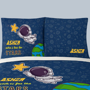 Personalized Boy Astronaut, Star & Space Explorer Pillow Case