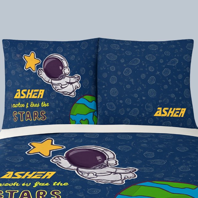 Personalized Boy Astronaut, Star & Space Explorer  Pillow Case (Creator Uploaded)