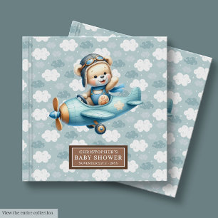 Personalized Boy Baby Shower Guest Book Teddy Bear