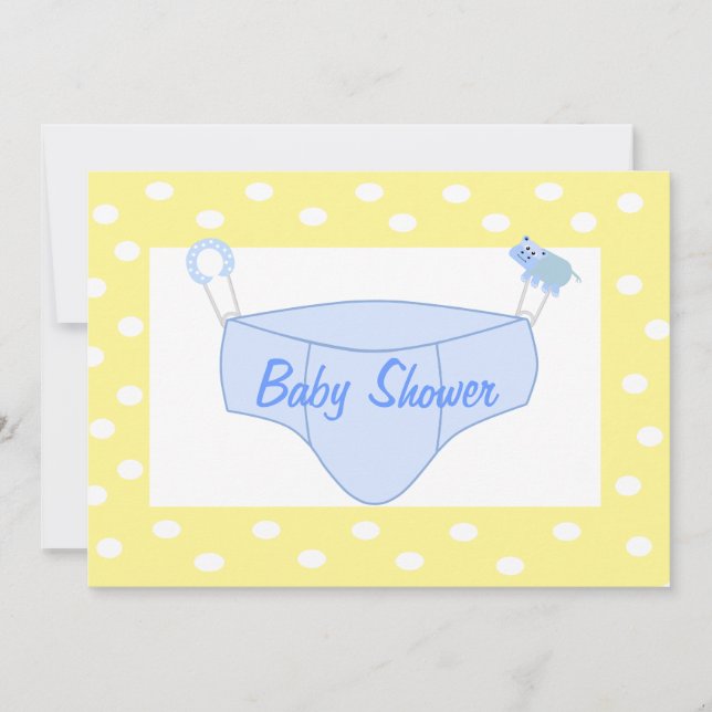 Personalized Boy Baby Shower Invitation - Diaper (Front)